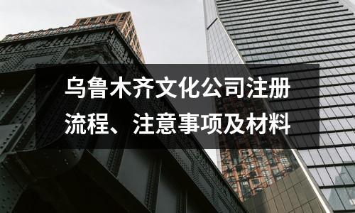乌鲁木齐文化公司注册流程、注意事项及材料