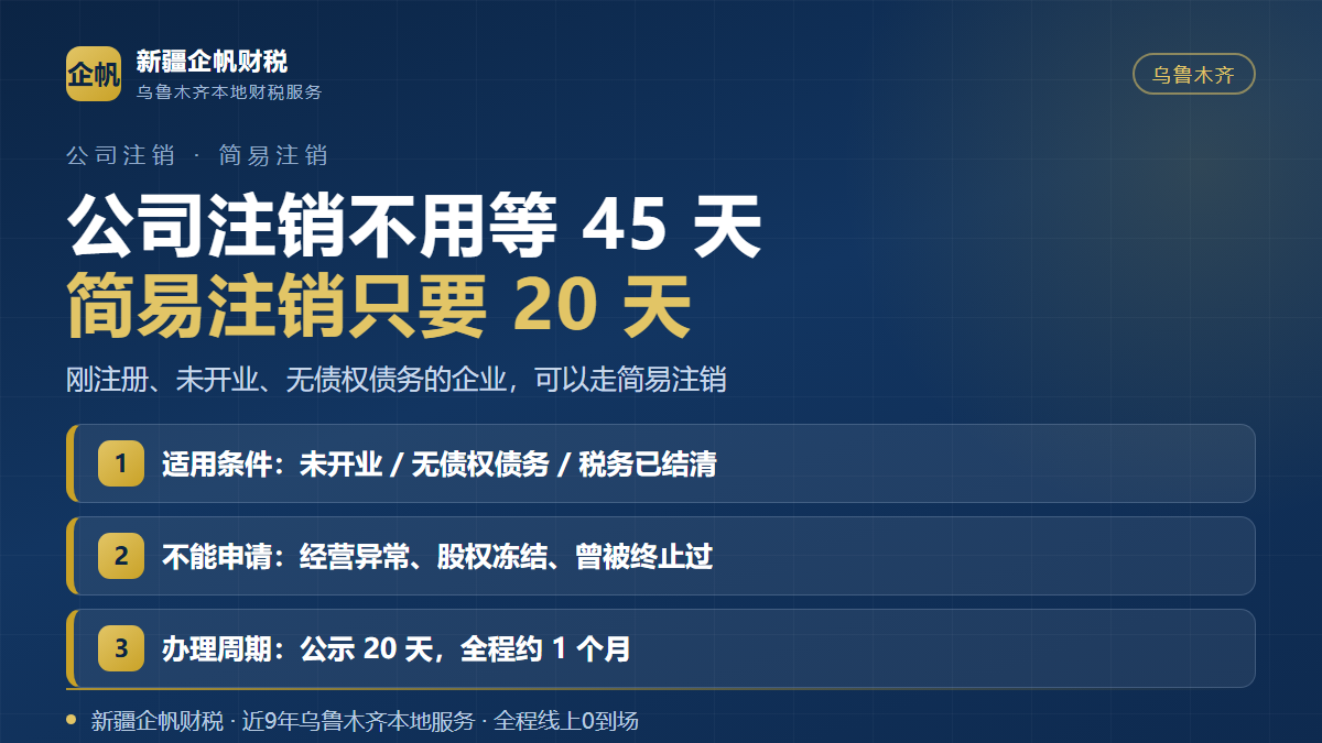 乌鲁木齐简易注销的适用条件与办理周期